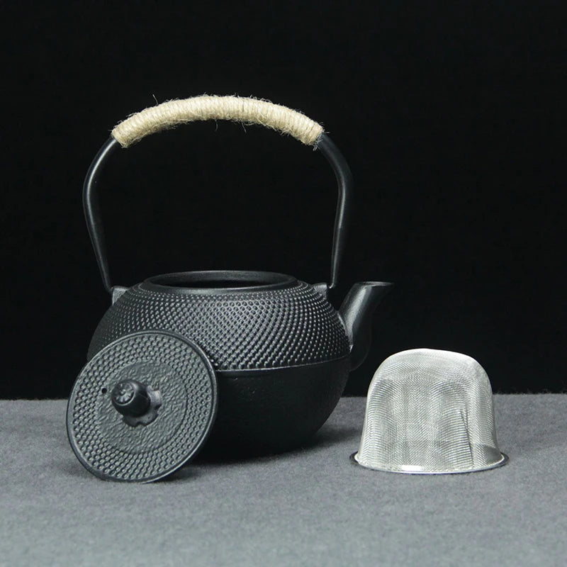 Tetera de hierro con infusor de acero inoxidable, tetera de hierro fundido para hervir agua y té oolong, 600/800/1200 ml