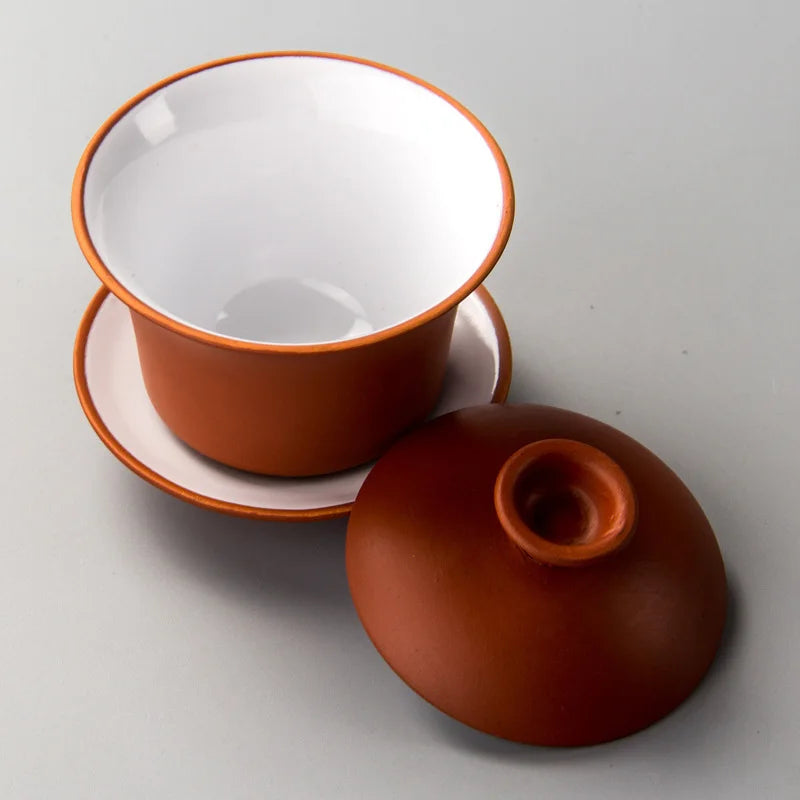 Juego de té Gaiwan de arcilla púrpura de alta calidad, elegante taza de té china Gaiwan, tetera, tapa, tazón, platillo, taza de té.
