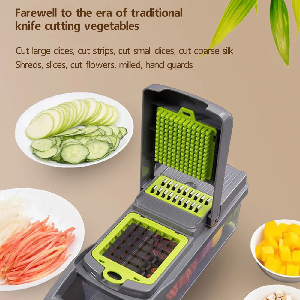 Cortador de verduras, rebanador multifuncional, pelador de patatas y frutas, rallador de zanahorias, accesorios de cocina, cesta para rebanar verduras.