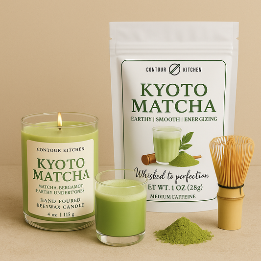 Set de regalo de matcha de Kioto: dúo energizante de té y vela