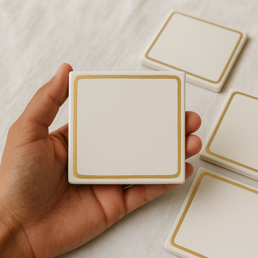 Hand-Painted Luxe Coaster Set – Set of 4