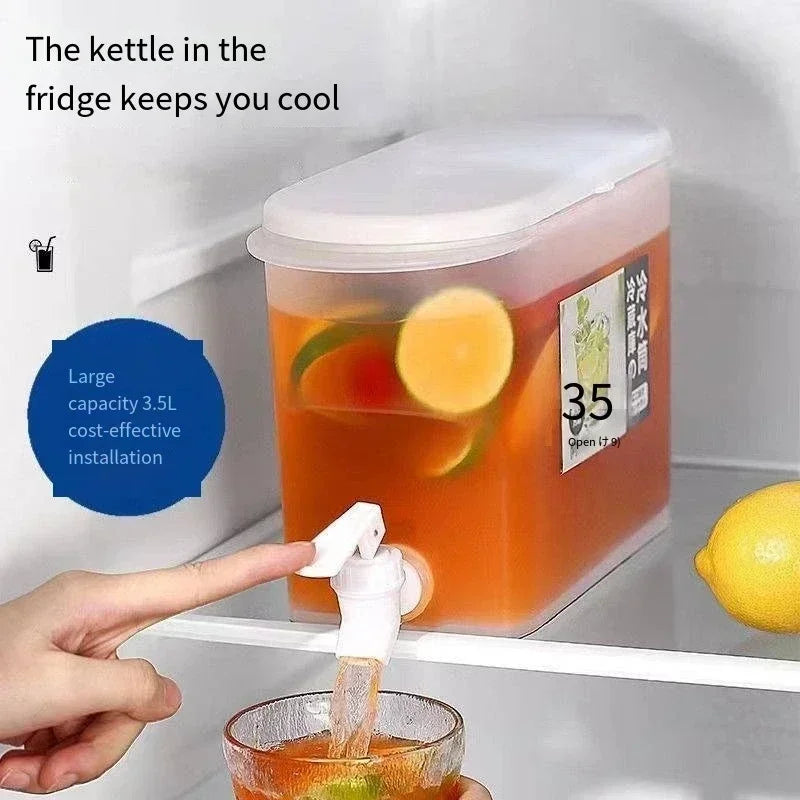 Jarra de agua fría de gran capacidad de 3,5 l, hervidor de agua fría con grifo en el refrigerador, dispensador de bebidas heladas, refrigerador y grifo