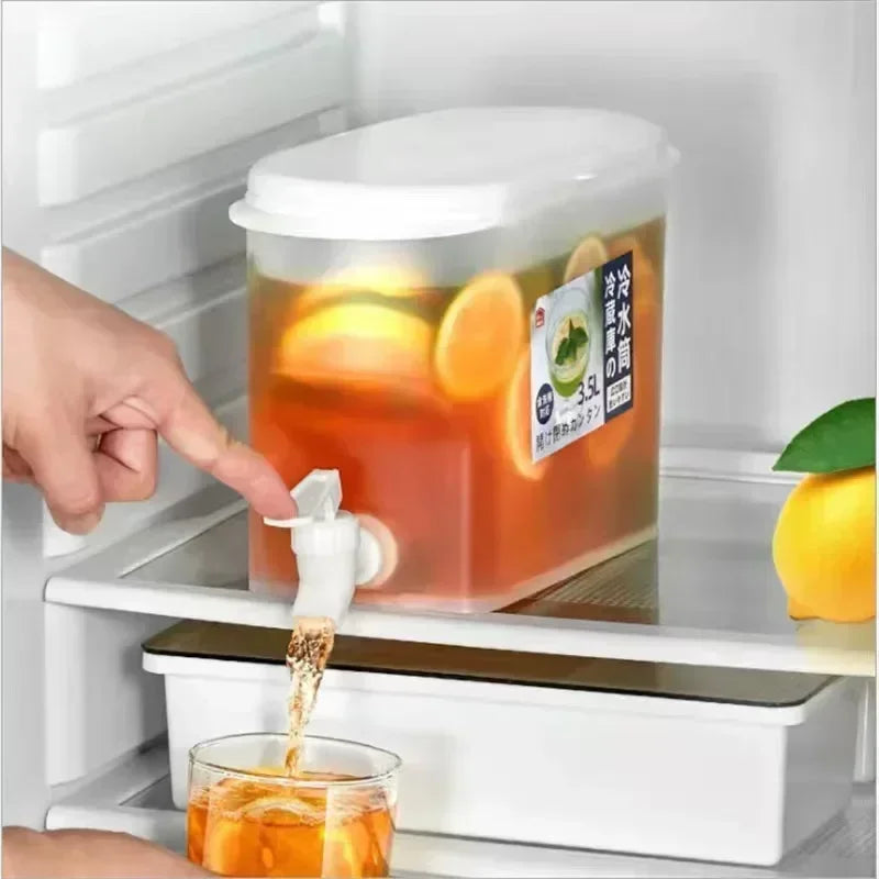 Jarra de agua fría de gran capacidad de 3,5 l, hervidor de agua fría con grifo en el refrigerador, dispensador de bebidas heladas, refrigerador y grifo