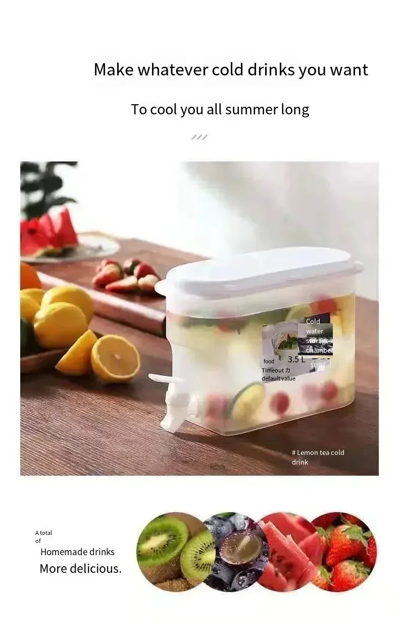 Jarra de agua fría de gran capacidad de 3,5 l, hervidor de agua fría con grifo en el refrigerador, dispensador de bebidas heladas, refrigerador y grifo