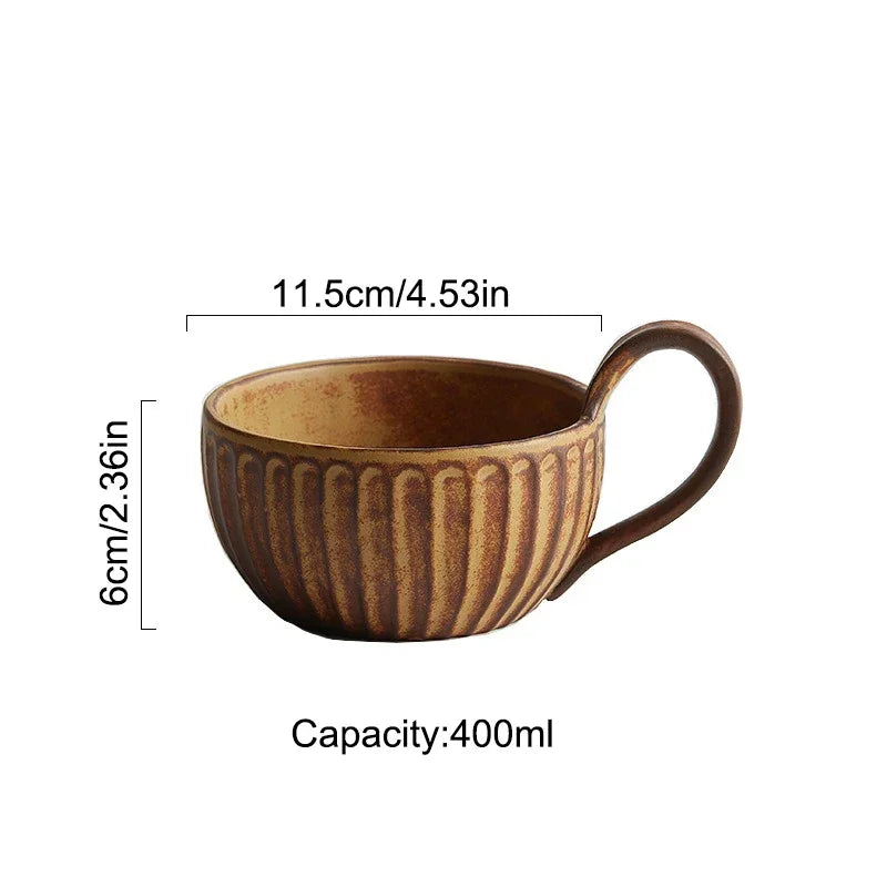 Retro Ceramic Mug Japanese Vintage Rough Pottery Coffee Cup Breakfast Oatmeal Milk Tea Cups Home Coffee Water Mup Drinkware