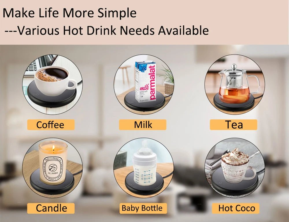 Calentador de tazas de café, almohadilla térmica USB, posavasos termostáticos eléctricos para leche, té y agua, para escritorio de oficina en casa, 5 V CC