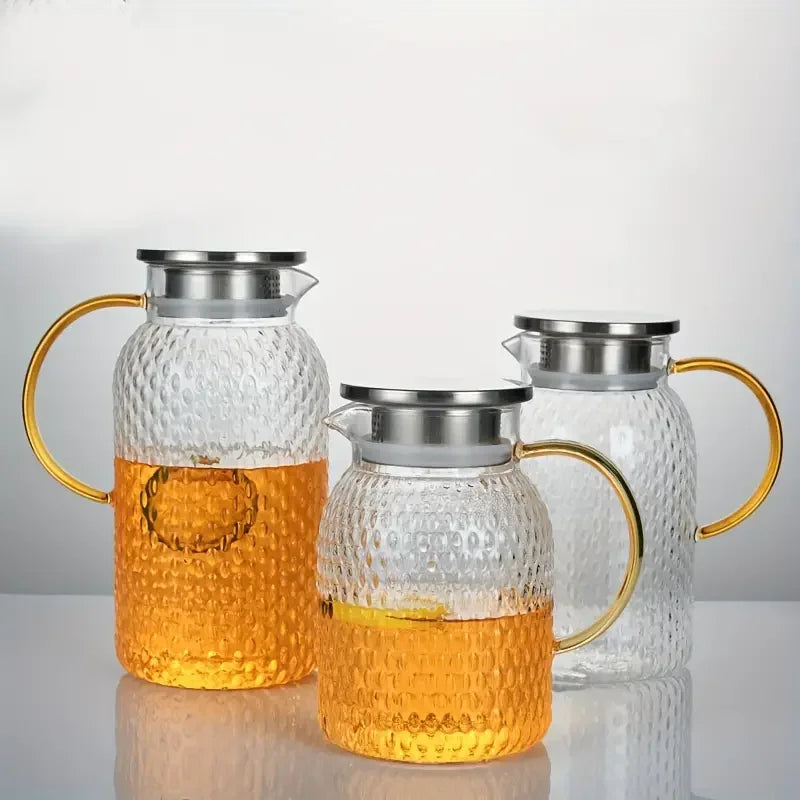 Jarra de vidrio Jarra de vidrio con tapa Jarra de agua resistente de vidrio de borosilicato alto para bebidas frías/calientes Té helado Jugo Leche
