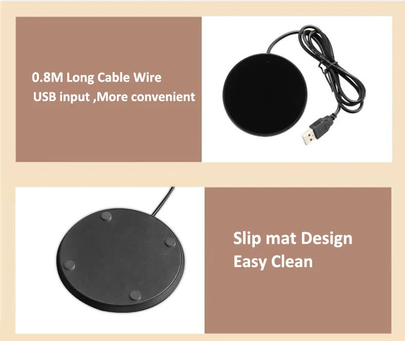 Calentador de tazas de café, almohadilla térmica USB, posavasos termostáticos eléctricos para leche, té y agua, para escritorio de oficina en casa, 5 V CC