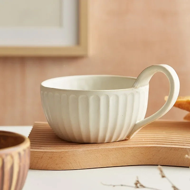 Retro Ceramic Mug Japanese Vintage Rough Pottery Coffee Cup Breakfast Oatmeal Milk Tea Cups Home Coffee Water Mup Drinkware