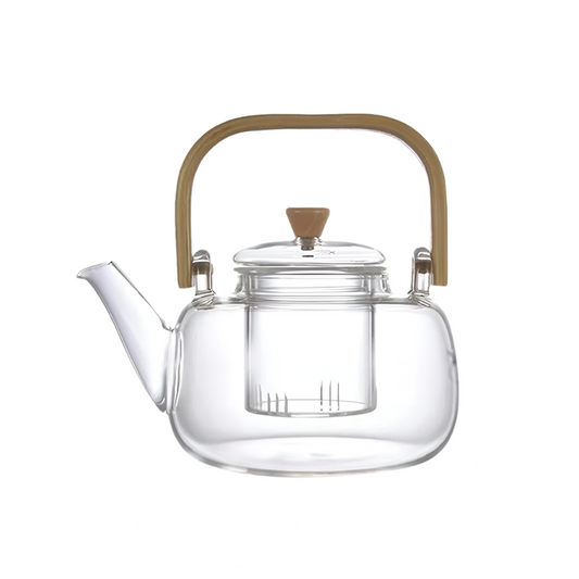 Clear Glass Teapot - Heat - Resistant with Holder Base