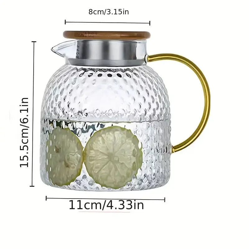 Jarra de vidrio Jarra de vidrio con tapa Jarra de agua resistente de vidrio de borosilicato alto para bebidas frías/calientes Té helado Jugo Leche