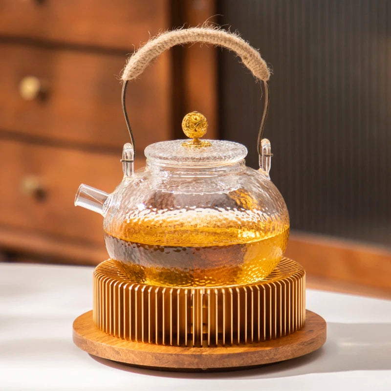 Nuevo calentador de velas multifunción, calentador de tetera de aleación de aluminio, estufa de café, tetera de madera, salvamanteles, base redonda, accesorios para tetera.