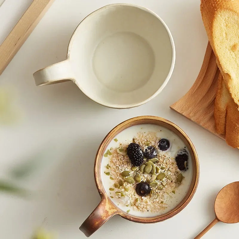 Retro Ceramic Mug Japanese Vintage Rough Pottery Coffee Cup Breakfast Oatmeal Milk Tea Cups Home Coffee Water Mup Drinkware