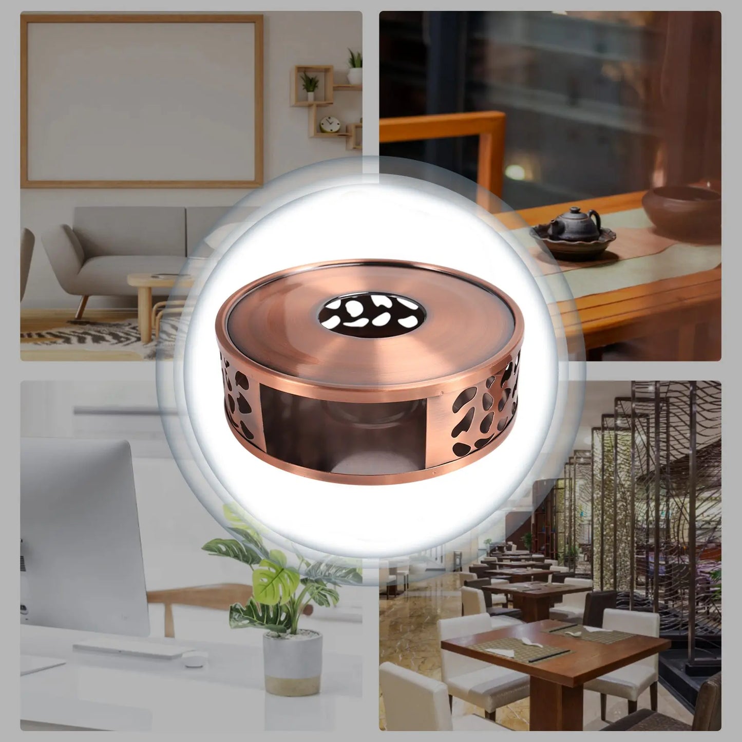 Calentador de té de acero inoxidable duradero, base calefactora, tetera, hornillo para té caliente, tetera con vela, juego de té