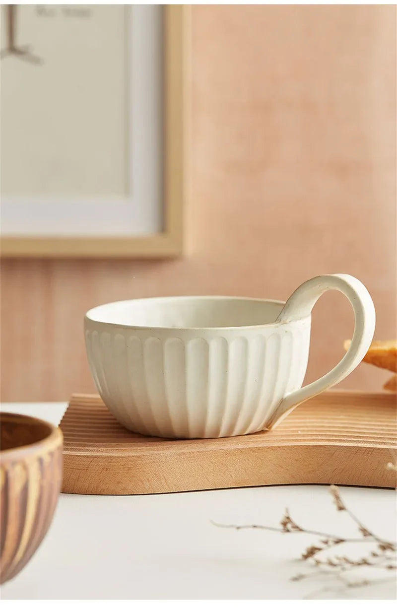 Retro Ceramic Mug Japanese Vintage Rough Pottery Coffee Cup Breakfast Oatmeal Milk Tea Cups Home Coffee Water Mup Drinkware