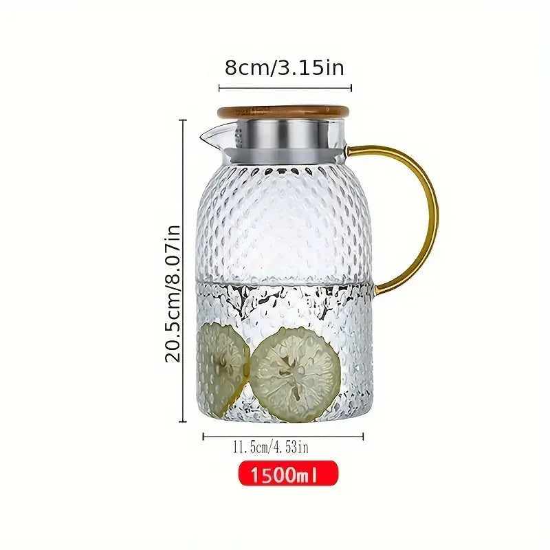 Jarra de vidrio Jarra de vidrio con tapa Jarra de agua resistente de vidrio de borosilicato alto para bebidas frías/calientes Té helado Jugo Leche