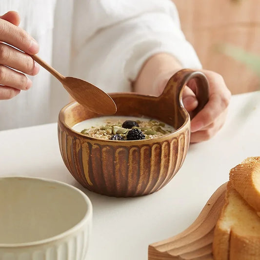 Taza de cerámica retro japonesa vintage de cerámica rugosa, taza de café, desayuno, avena, leche, té, café, agua, taza para el hogar