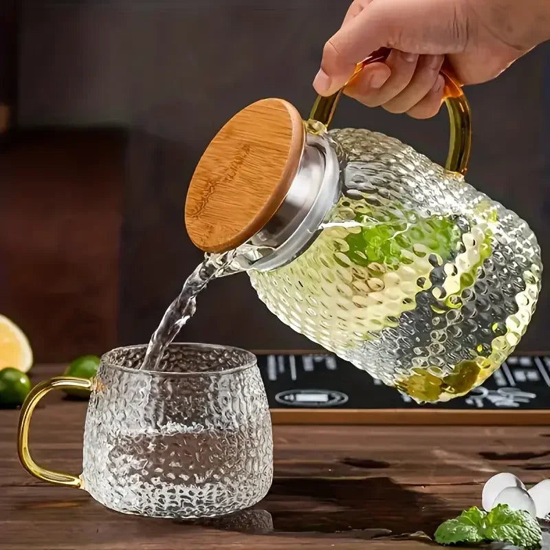 Jarra de vidrio Jarra de vidrio con tapa Jarra de agua resistente de vidrio de borosilicato alto para bebidas frías/calientes Té helado Jugo Leche