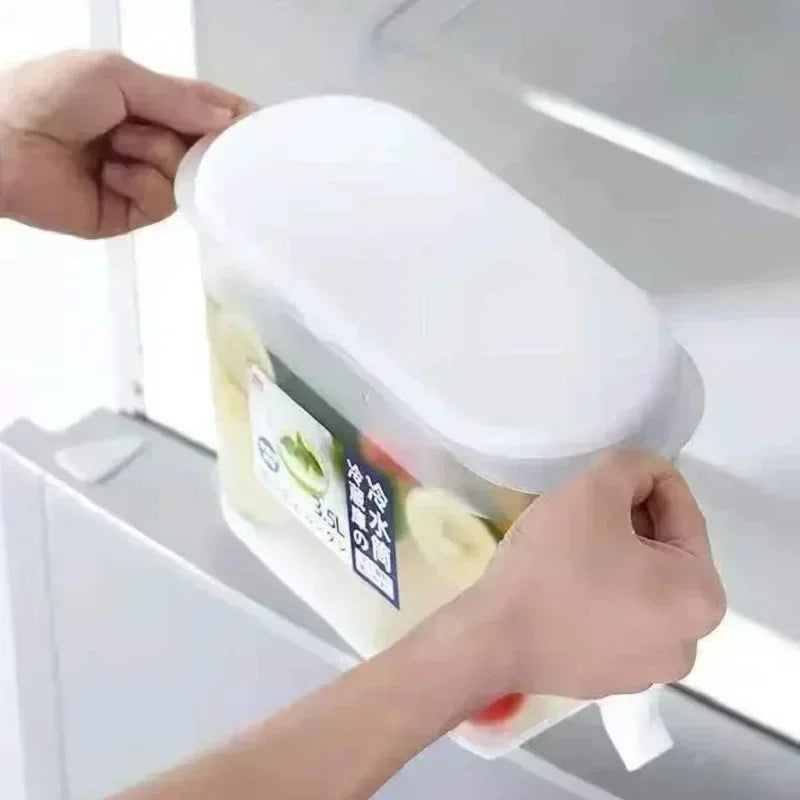 Jarra de agua fría de gran capacidad de 3,5 l, hervidor de agua fría con grifo en el refrigerador, dispensador de bebidas heladas, refrigerador y grifo