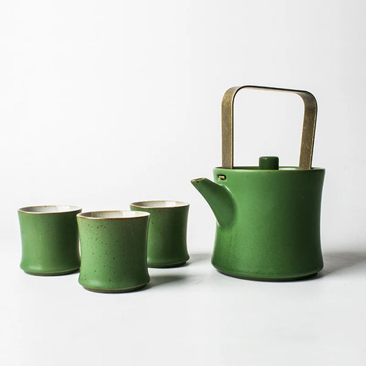 TANGPIN - Juego de té, tetera y tazas de bambú verde
