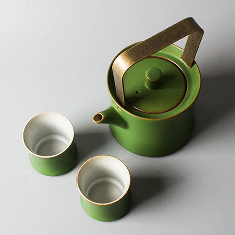 Green Bamboo Tea Set - Tea Pot & Tea Cups
