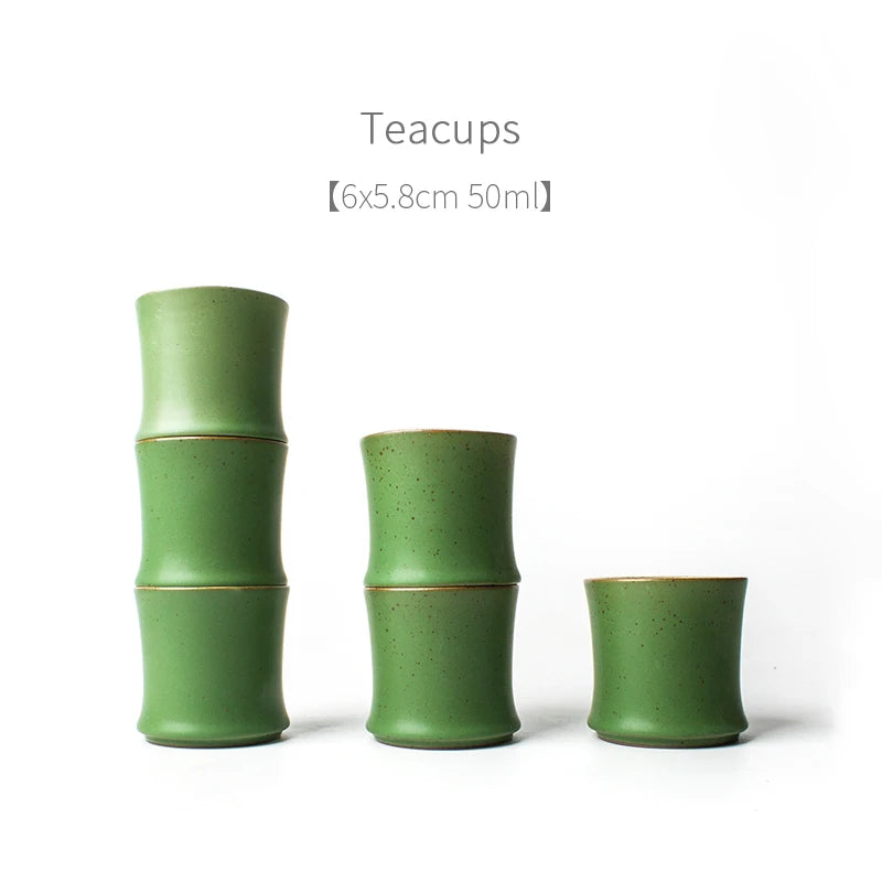 Green Bamboo Tea Set - Tea Pot & Tea Cups
