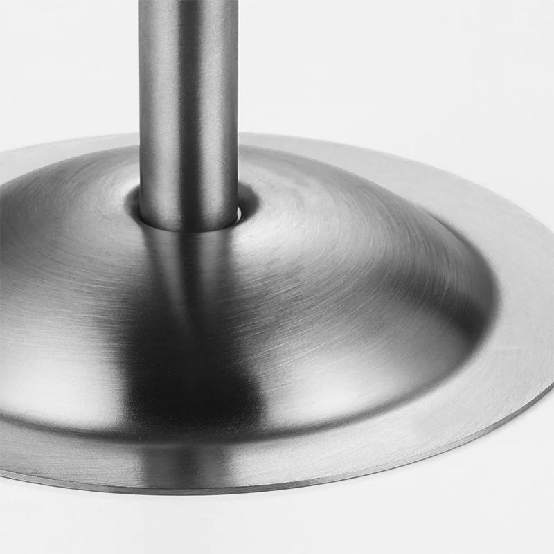 Soporte organizador para utensilios de cocina de acero inoxidable con carrusel giratorio de 360 grados y 6 ganchos.
