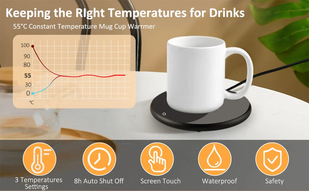 Calentador de tazas de café, almohadilla térmica USB, posavasos termostáticos eléctricos para leche, té y agua, para escritorio de oficina en casa, 5 V CC