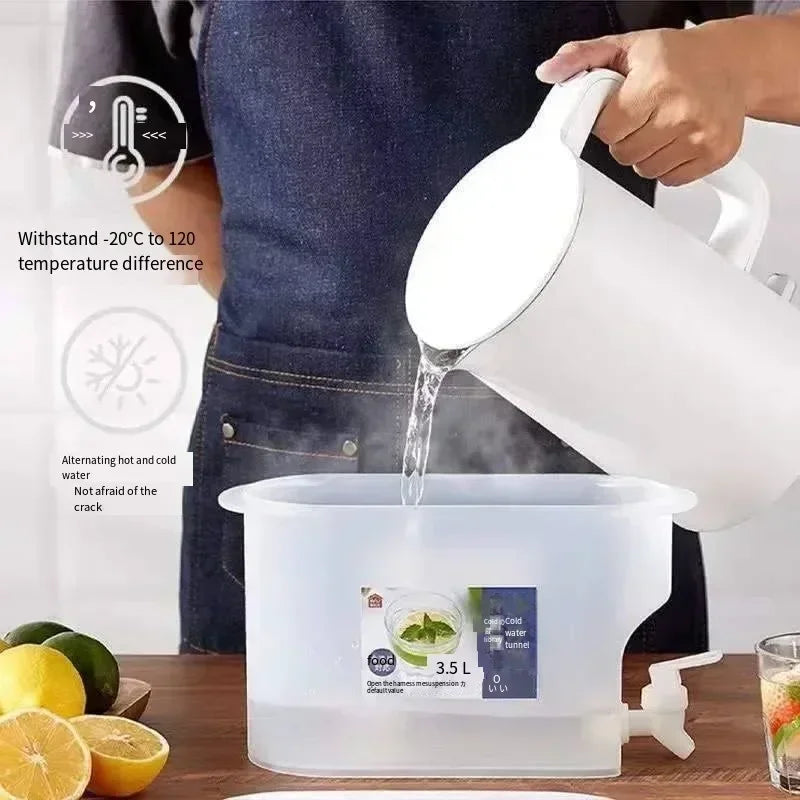 Jarra de agua fría de gran capacidad de 3,5 l, hervidor de agua fría con grifo en el refrigerador, dispensador de bebidas heladas, refrigerador y grifo
