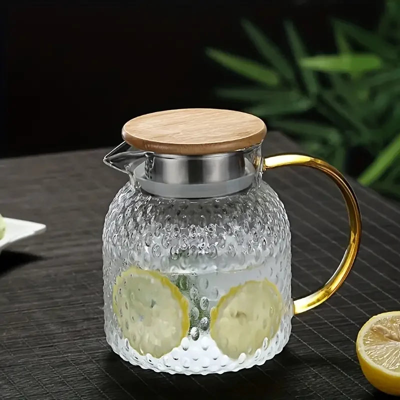 Jarra de vidrio Jarra de vidrio con tapa Jarra de agua resistente de vidrio de borosilicato alto para bebidas frías/calientes Té helado Jugo Leche