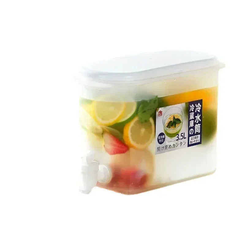 Jarra de agua fría de gran capacidad de 3,5 l, hervidor de agua fría con grifo en el refrigerador, dispensador de bebidas heladas, refrigerador y grifo