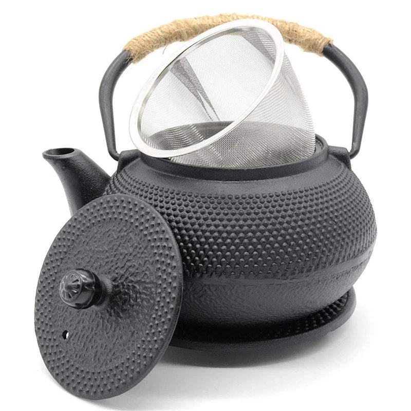 Tetera de hierro con infusor de acero inoxidable, tetera de hierro fundido para hervir agua y té oolong, 600/800/1200 ml