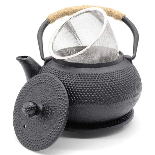 Tetera de hierro con infusor de acero inoxidable, tetera de hierro fundido para hervir agua y té oolong, 600/800/1200 ml