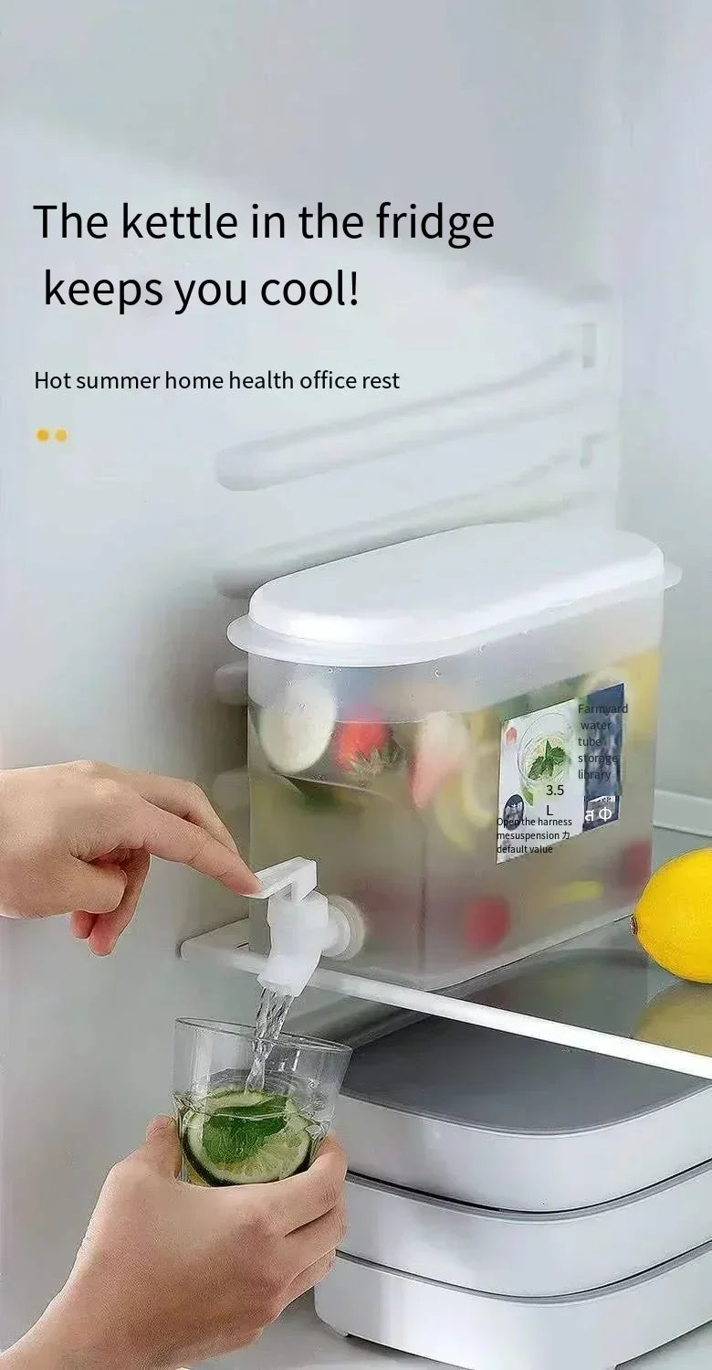Jarra de agua fría de gran capacidad de 3,5 l, hervidor de agua fría con grifo en el refrigerador, dispensador de bebidas heladas, refrigerador y grifo