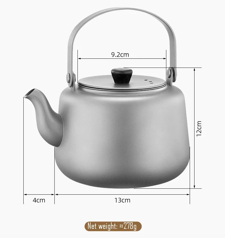 Hervidor de titanio puro de 1,2 l, calentable, con chorro de arena, asa plegable antiplanchado, filtro antifugas de té, tetera para el hogar.
