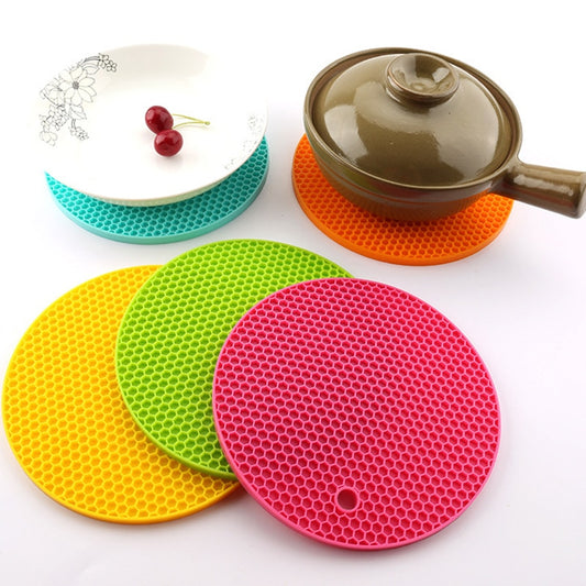 2pc 18cm Round Heat Resistant Silicone Mat Drink Cup Coasters Non-slip Pot Holder Table Placemat Kitchen Accessories Onderzetters