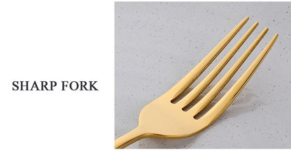 Four-piece Black and Gold Stainless Steel Cutlery