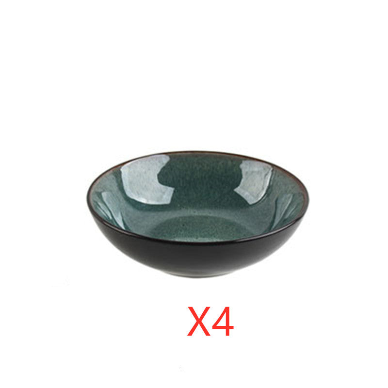 Glaze Kiln Ceramic Noddle Bowl Fruit Salad Tableware Set