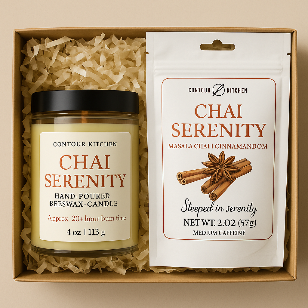 Chai Serenity Gift Set – Masala Chai Tea & Hand-Poured Beeswax Candle