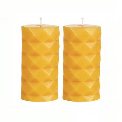 Geometric Beeswax Pillar Candle