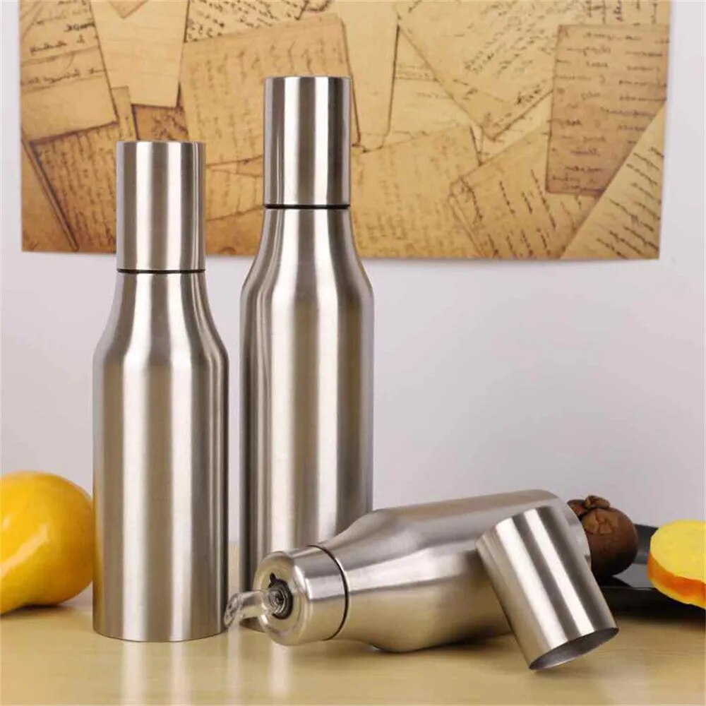 Stainless Steel Oil Bottle Vinegar Condiment Can Leak-Proof Storage Bottles Soy Sauce Dispenser Jar Seasoning Pot Kitchen Gadget