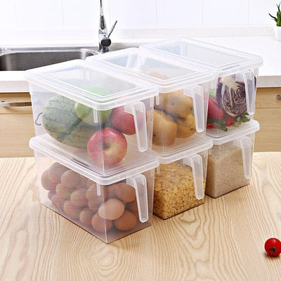 Refrigerator Storage Box Kitchen Storage Container Food Grade PET Plastic Transparent Thickened Timekeeping Frozen Organizer Box