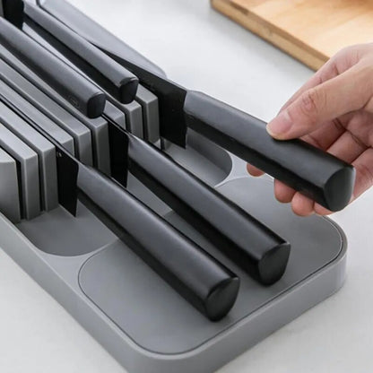 Cutlery Storage Tray Knife Block Holder Tableware Organizer Spoon Fork Separation Box Kitchen Drawer Plastic Container Cabinet