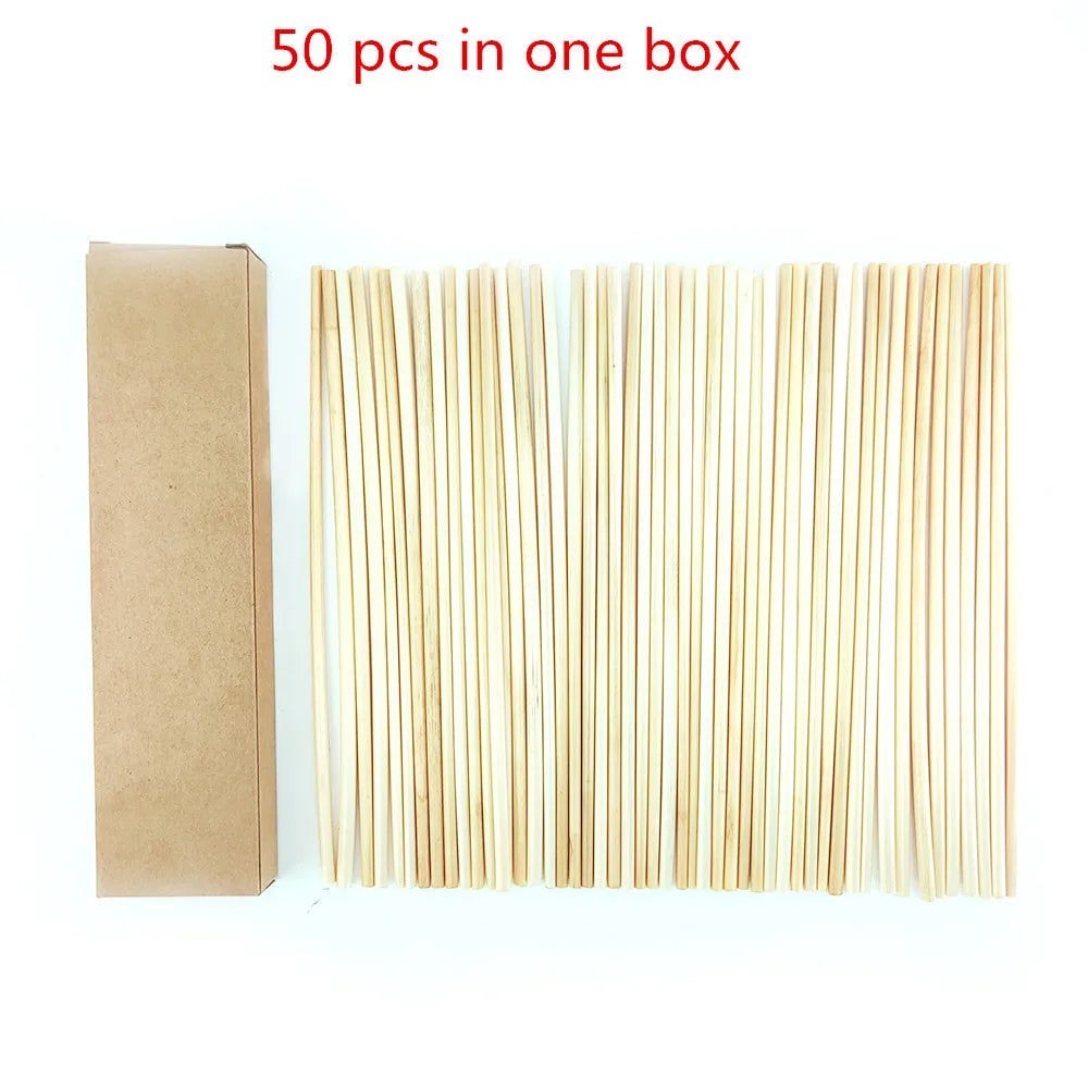 Eco-Friendly 50pcs/Pack Bamboo Drinking Straws cutlery Reusable  Suitable for Party /Birthday/Wedding /Bar/restaurant Tools