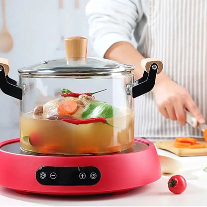 2.5L/3L/4L/5L Kitchen Cooking Saucepan with lid and double wooden handle Glass Pot Cookware for pasta, noodles, soups, milk