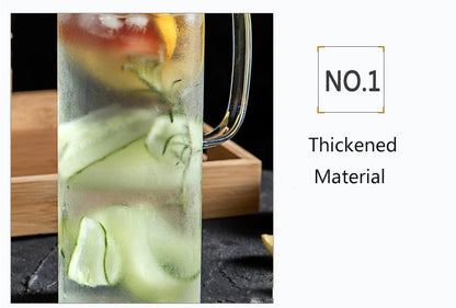 New 1000mL Thickened Glass Water Bottle with Bamboo Lid Gaopeng Glass Thickened Explosion Proof Juice Pot