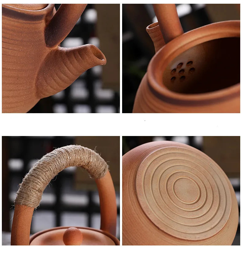 High Temperature Resistant Rough Pottery Boiled Teapot Kettle Tea Ceremony Kung Fu Teapot Retro Handmade Teapot Tea Fire Stoves