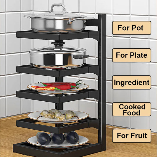 Home Storage Kitchen Accessories Adjustable Pot Rack Organizer Cabinet Storage Kitchen Organizer Pot Lid Rack Cookware Holders