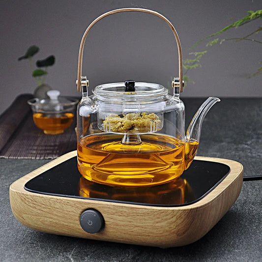 Kettle Electric Pottery Stove Heating Filter Glass Steaming Teapot Tea Cooker Flower Tea Pot Flat Bamboo Lifting Beam Pot