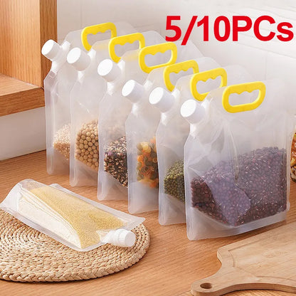 5/10PC Portable Food Packaging Bag Grain Sealed Bag Insect-proof Moisture-proof Fresh-keeping Storage Food Grade Kitchen Storage